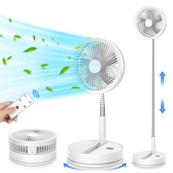 LIPETY 9" Portable Oscillating Standing Fan - 7200mAh Rechargeable Battery