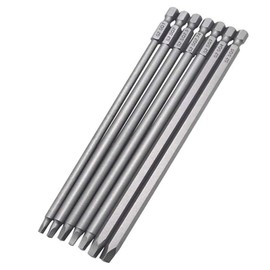Bestgle 7pcs 6 Inch/ 150mm 1/4 Inch Hex Shank Square Head Magnetic Electric Screwdriver Bit Kit Household Repair Tools SQ1, SQ2, SQ2.5, SQ2.74, SQ3, SQ4, SQ5