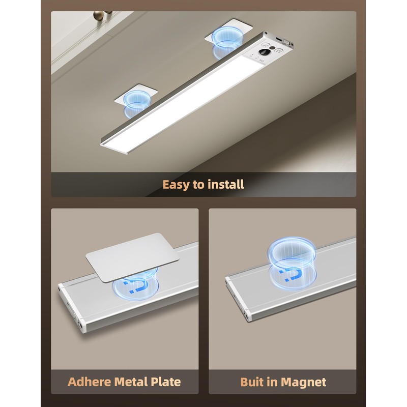 EZVALO 4-Pack Under Cabinet Lights, 2300mAh Rechargeable Motion Sensor Light