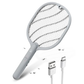 Mosiller Electric Fly Swatter, 3800V Handheld Bug Zapper Racket, Type-C Rechargeable, Mosquito Zapper for Indoor Outdoor, 3-Layer Safety Mesh, Easy to Use, Lightweight (Basic 1 Pack)