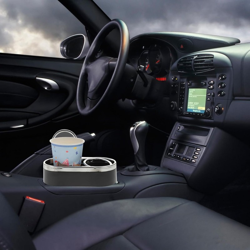 Beavorty Portavasos Doble para Coche, Plástico Negro, Antideslizante