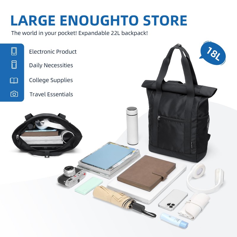 GOLF QUALITY Rolltop Backpack Women Men Backpack Bag 2 in