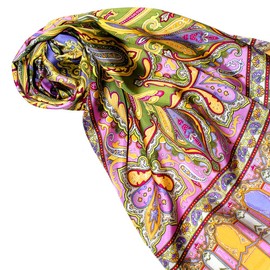 Lorenzo Cana Women's Silk Scarf Printed Paisley Pattern Scarf Made of 100% Silk, 50 x 165 cm Women's Scarf 89067, Green