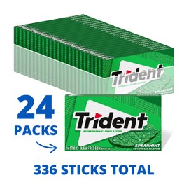 Trident Spearmint Sugar-Free Chewing Gum, Bulk, 24 Packs of 14 Pieces (336 Total Pieces)