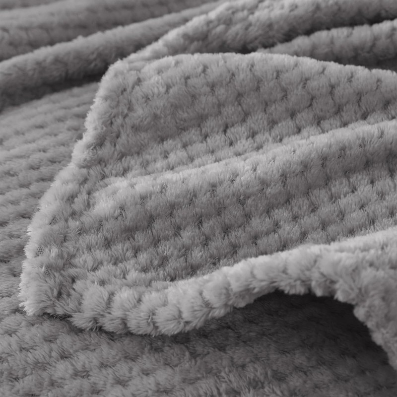 Yebeda Cuddly Waffle Blanket, 130 x 170 cm, Light Grey,