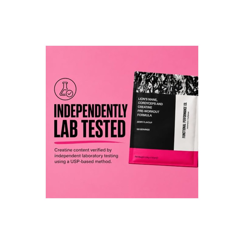 Creatine Monohydrate Powder with Lion's Mane & Cordyceps Mushroom Extracts,