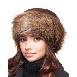 Futrzane Women's Faux Fur Hat, Fleece Winter Hat with Faux Fur Trim - s