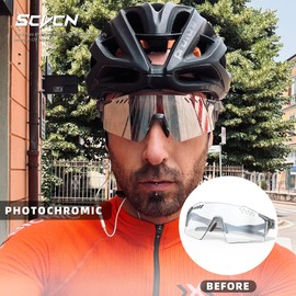SCVCN Photochromic Cycling Glasses UV400 Protection for Women Men Cycling Glasses TR90 Frame MTB Running Mountain Bike Glasses Riding Baseball Bicycle Driving 06 Silver