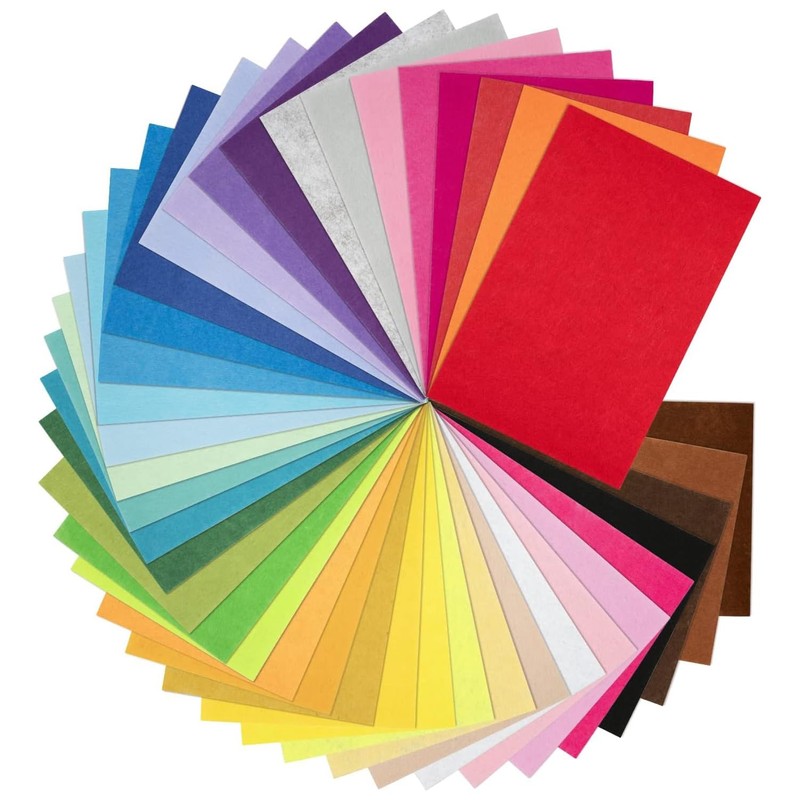 40 Assorted Colours Felt Fabric Sheets 8" x 12" 1mm