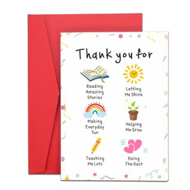 XPENMULBOJA Valentine Teacher Card, Thank You Gifts for Teachers, Greeting Card from Students, Appreciation Words, Bookmarks, Multiple Occasions
