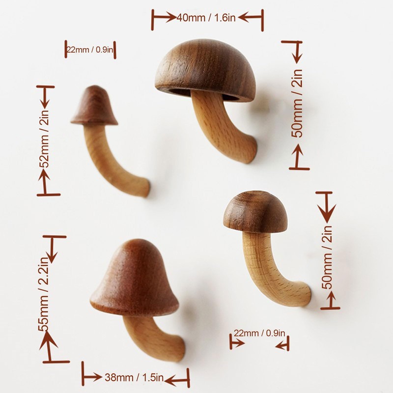 4 Pcs Wooden Mushroom Fridge Magnet, Mushroom Refrigerator Magnets, Perfect