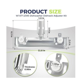 For Whirlpool Kenmore W10712395 Dishwasher Upper Rack Adjuster Metal Kit AP5957560 PS10065979 US