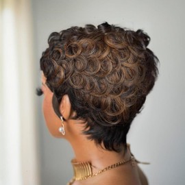 VRZ Short Human Wigs for Black Women Human Hair 1B005