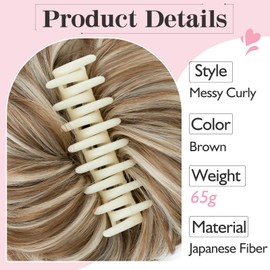 Elailite Hairpiece with Clip, Hair Bun Hair Pieces, Hair Scrunchie with Hair, #27H613 Sand Brown/Light Blonde Hair Extensions with Elastic Band, Clip Bun (Calibre 15 cm)