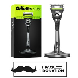 Gillette Labs Men's Razor + 1 Razor Blade Refill, with Exfoliating Bar, Gift for Men, Includes Premium Magnetic Stand