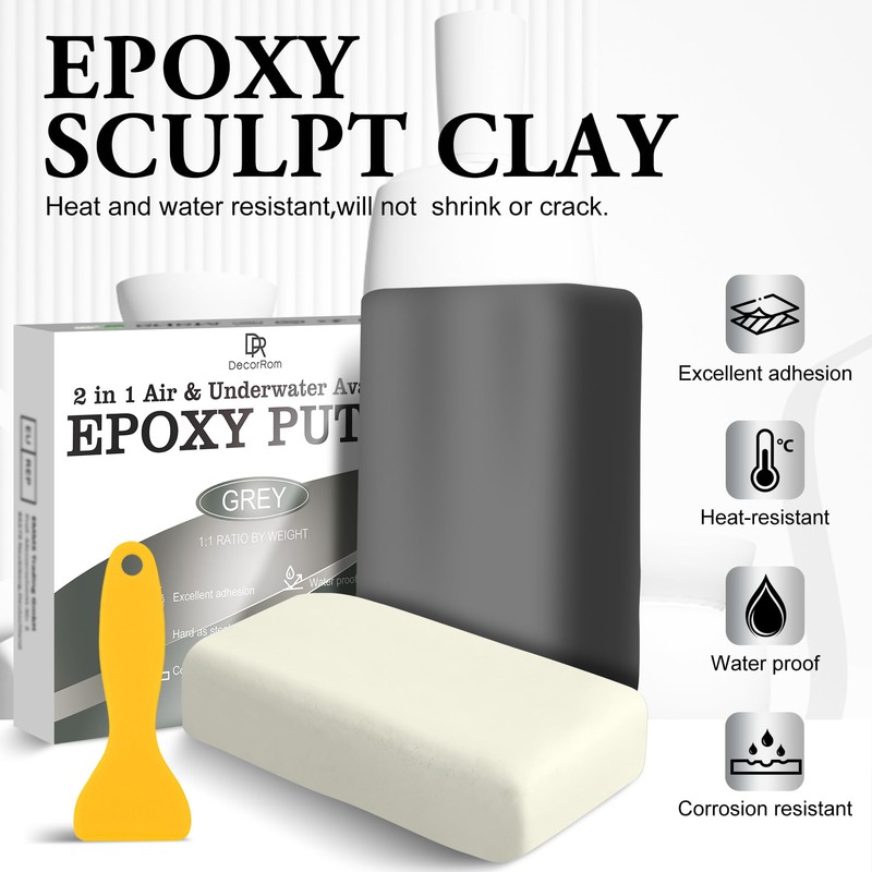Epoxy Putty Grey - 12oz 2 Part Formula, Pool Putty