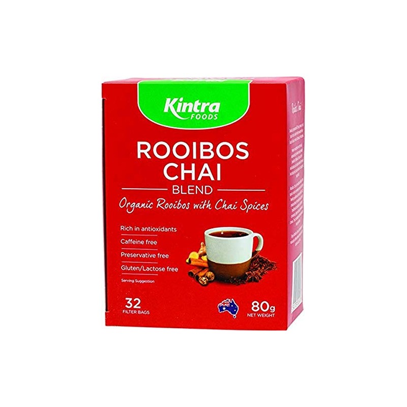 Kintra Foods Organic Rooibos Blended Herbal Chai 32 Teabags, 80