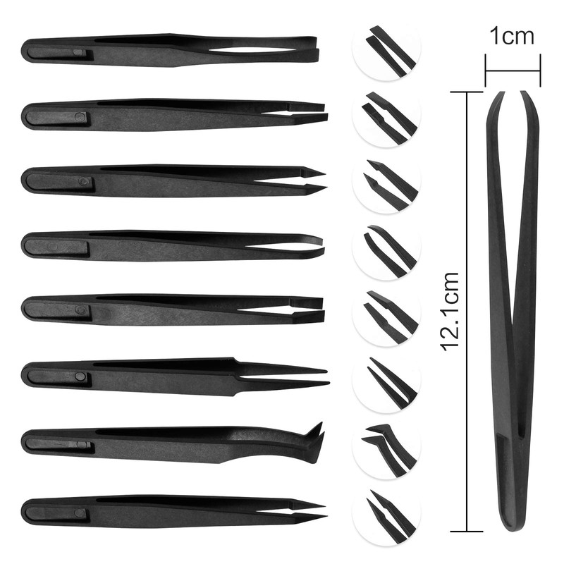 16 Pieces Plastic Antistatic Tweezers, Precise Tweezers Electronic Set Precision