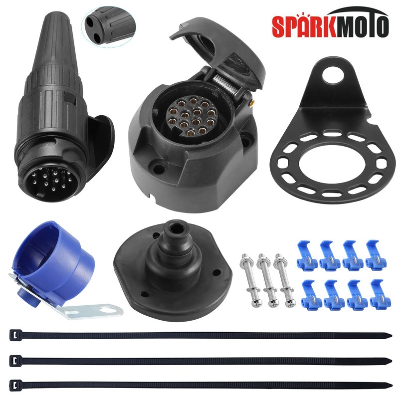 SPARKMOTO 12 V Trailer Plug 13 Pin and Trailer Socket