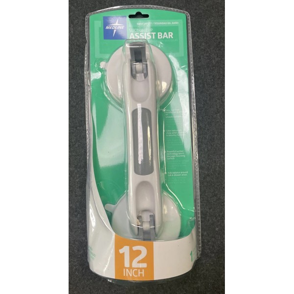 Medline Bath Safety Suction Cup Assist Bar, 12 Inch- NEW