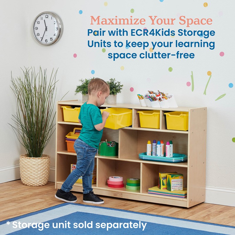 ECR4Kids Scoop Front Storage Bin, Multipurpose Organization, Yellow, 5-Piece