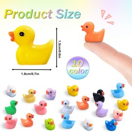 100pcs Mini Colorful Resin Ducks, Tiny Resin Duck Miniature Animals Bulk, Outdoor Small Plastic Figurines for Miniature Garden Statues Landscape Aquarium Potted Fairy Garden Home Decor Gifts