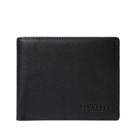 Lawrence London ® Mens Bi-Fold Wallet, Genuine Leather, RFID Blocking Minimalist Wallet, 4 Pockets, 2 Note Compartments and an ID Window Slot, Great Gift, Ideal for Travel (Black)