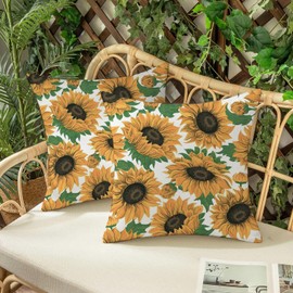 SCQIUSYA Sunflower Pillow Covers 18x18 Set of 2, Summer Yellow Floral Decorative Pillow Cover for Couch Sofa Bed Home Garden Outdoor Decor