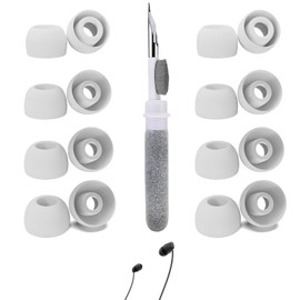[8 Pairs] Replacement Ear Tips for Sony WI-C100, with 3 in 1 Cleaner Kit, Silicone Ear Tips (XS/S/M/L) White