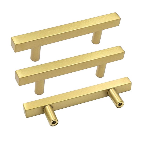 goldenwarm 5Pack Brushed Brass Drawer Pulls Gold Cabinet Pulls 3in