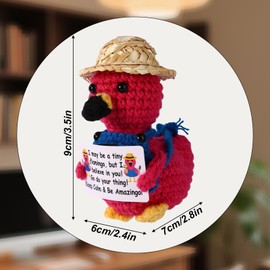 TOYMIS Crochet Flamingo, Funny Handmade Inspirational Crochet Flamingo with Encouraging Card Positive Support Doll Practical Accessory for Home School Office Decor