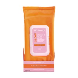 MCoBeauty - Glow Vitamin C Facial Wipes - Infused with Vitamin C, Hyaluronic Acid and Antioxidants - Pack of 25 Cleansing Wipes - Vegan and Cruelty Free