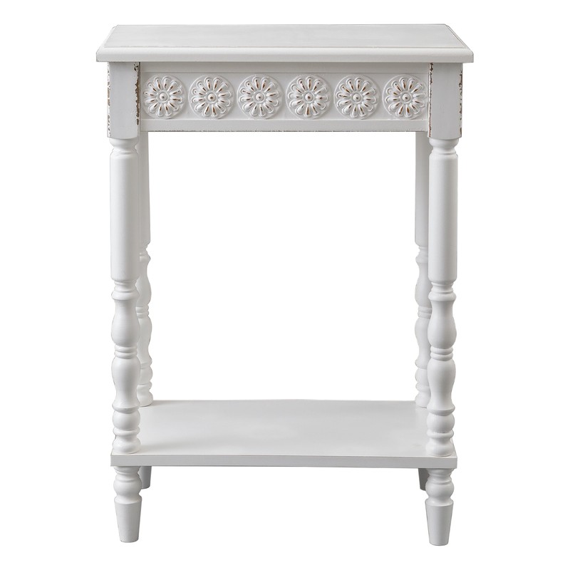 SOFE White Wood End Table, Modern Living Room Side Table,
