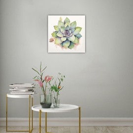 LURENCZH Succulent Plant Canvas Wall Art Watercolor Succulent Picture Prints Green Plant Bloom Painting Living Room Bathroom Decor Framed(Succulent-1,12.00" x 12.00")