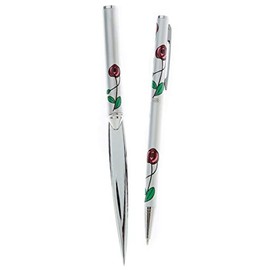 Womens Red Rose Pen and Letter Opener Gift Boxed Set - Charles Rennie Mackintosh Design