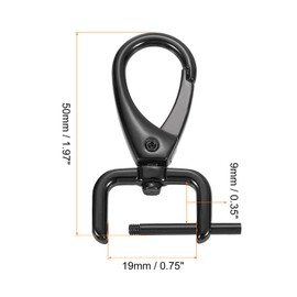 sourcing map 4Pcs Swivel Clasps Hook, 19mm(0.75 Inch) D Ring Detachable Snap Hook Metal Lobster Claw Clasp Hook with Screwdriver for Purse Keychain DIY Craft, Black