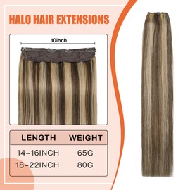 XDhair Wire Hair Extensions Real Human Hair 20in 85g Color Chocolate Brown Highlighted Caramel Blonde #4P27 Wire Hair Extensions Invisible Fish Line Real Human Hair Extensions(#4/27-20in)