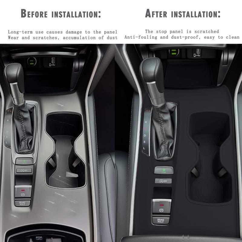 2Pcs Gear Shift Frame Console Panel Trims Cover Cup Holder