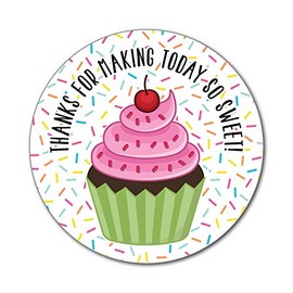 36 2.5 inch Cupcake Stickers Thank You Labels for Bakery Sweets, Baby Sprinkle, Birthday Party