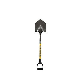 Structron 49631 S600 Power Series Round Point Shovel with 29" Premium Fiberglass Handle with Poly D Grip, Forward Turned Step Head "Cutting Teeth"