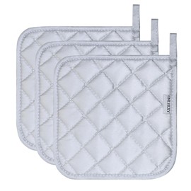 ONLYKXY 3pcs Silver Cotton Heat Resistant Pads Basic 20cm/7.87inch Square Pot Holder Multipurpose Quilted Liner Little Trivet Cloth Potholders for Hot Cold Kitchen Baking Cooking Oven