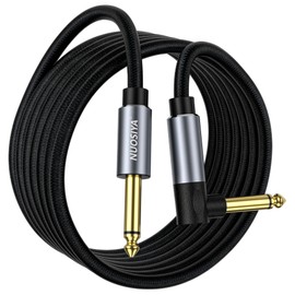 NUOSIYA Professional Guitar Cable 20ft Electric Instrument Bass AMP Cord for Electric Mandolin, Straight to Right Angle 1/4 Inch Instrument Cable