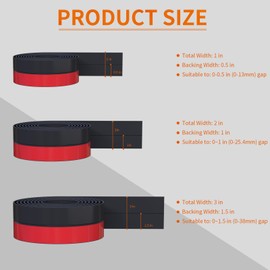 Elvone Weather Stripping, Door Draft Stopper Silicone Seal Strip for House and Glass Shower Doors for Collision and Side Gaps of Door and Windows, 20FT(L)，2 in(W)，Black