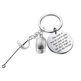 FUSTMW Fencing Gifts Keychain Fencing Sport Gifts for Coach Team Fence Lovers Keyring Fencer Gift Sports Souvenir (Fencing K)