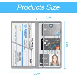 XINLIYA Car Registration and Insurance Card Holder, PU Glove Box Essential Documents Paperwork Driver License Organizer for Car, Wallet Case Auto Vehicle Truck Accessories for Women and Men (Gray)