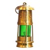 Antique Brass Miner Oil Lamp Nautical Maritime Green Glass Ship
