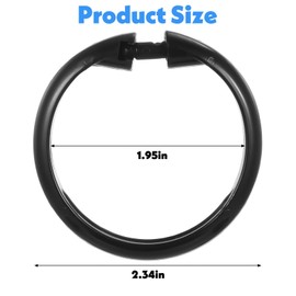 Oruola 12pcs Black Plastic Shower Curtain Rings,O-Shape PP Plastic Material Shower Curtain Hook, Easy Snap Closure,Durable and Rustproof,Smooth Sliding for Bathroom,Tub,Changing Room
