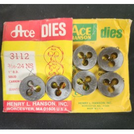 ACE/HANSON QTY 1 NEW ACE/HANSON 3112 3/16"-24NS 1" OD ROUND FIXED THREADING DIE USA MADE