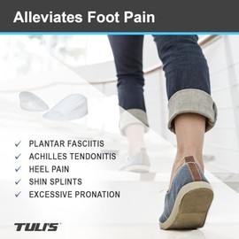 Taloneras de gel clásicas de Tuli, inserto acolchado para amortiguar los impactos y aliviar la fascitis plantar y el dolor de talón, tamaño regular, 2 pares