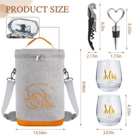 Engagement Gifts for Couples 2024,Cool Bridal Shower Gifts,Anniversary Wedding Gifts,Mr and Mrs Gifts - Insulated Wine Cooler Bag with Wine Glass,Bachelorette Gifts for Newlyweds,Newly Engaged Couples